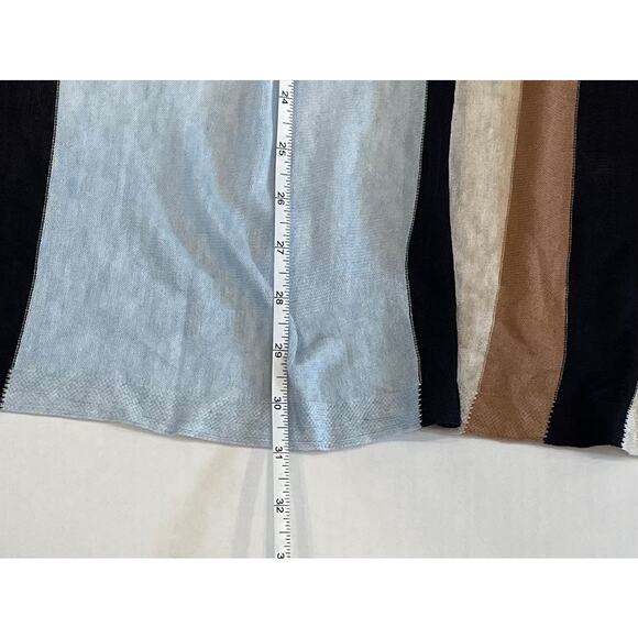 H&M Blue, Tan, Black Striped Short Sleeve Open Front Kimono Cardigan, XS/S - Picture 10 of 12